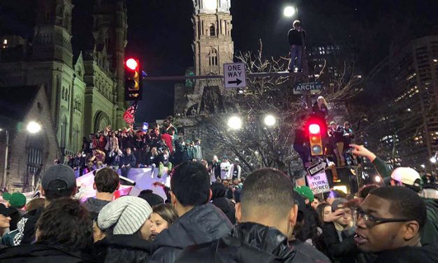 Fans celebrate after Philadelphia Eagles’ Super Bowl win