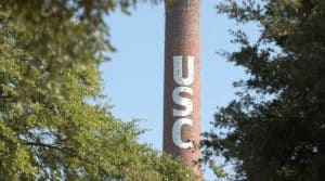 Water tower spelling out USC