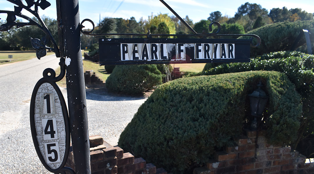 Pearl Fryar's house sign, worn after 40 years in the sun