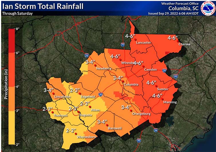 Heavy rain, flooding still top concerns in Midlands as Ian makes its way to SC
