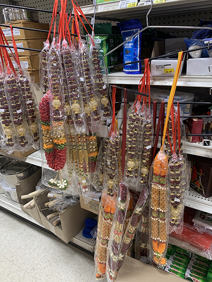 A variety of Garlands in the Indian Grocery Store.