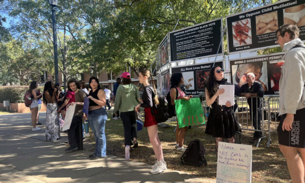 ‘Genocide Photos Ahead’: Anti-abortion group displays graphic photos on USC’s campus