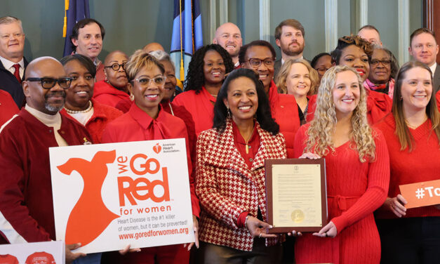 City Hall goes red to fight the state’s leading killer