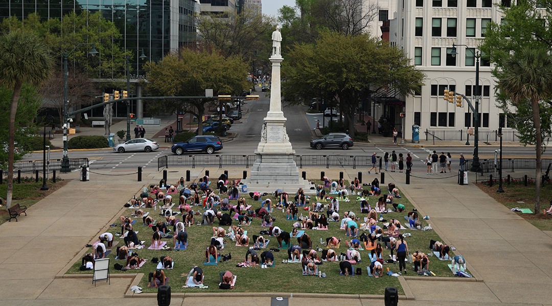 ‘Reach toward the Statehouse’: yoga in an unlikely place